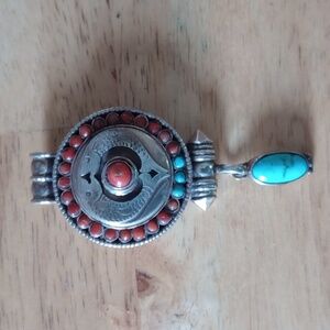 925 silver Turquoise & coral locket